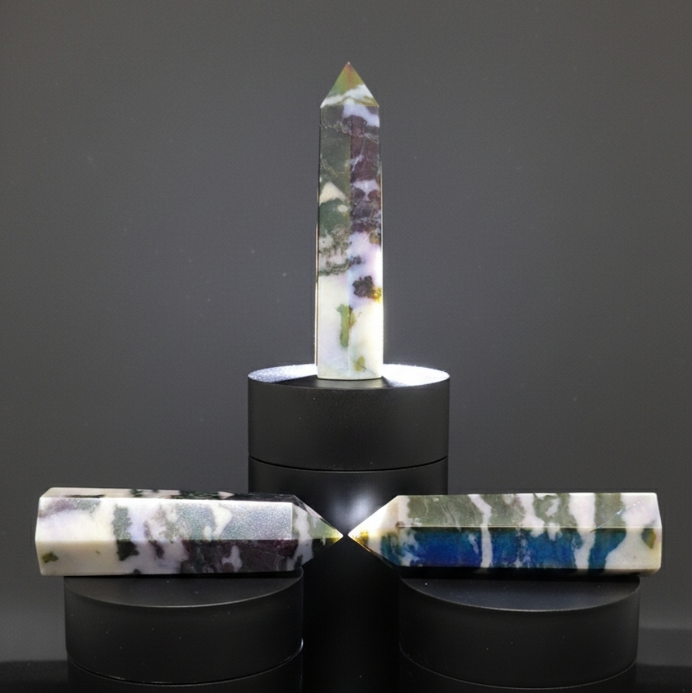 Polychrome Jasper Crystal Obelisk Tower